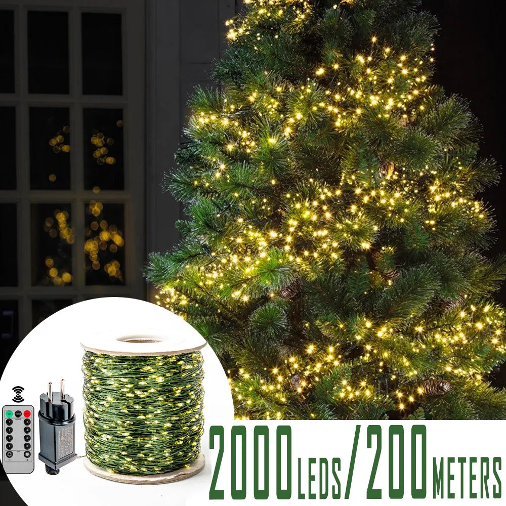 200M Green Wire 8 Modes Fairy String Light