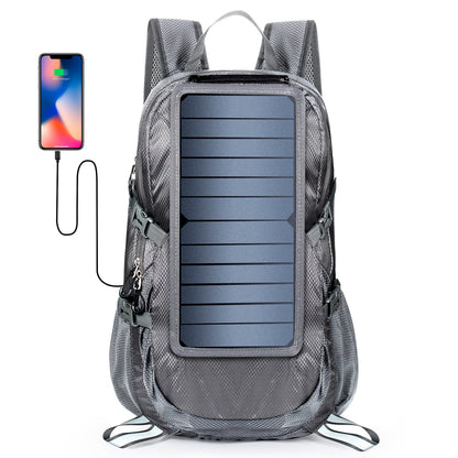 Sac à dos solaire pliable, sac de jour de randonnée avec alimentation 5V, Charge de panneau solaire 6.5W pour téléphones portables