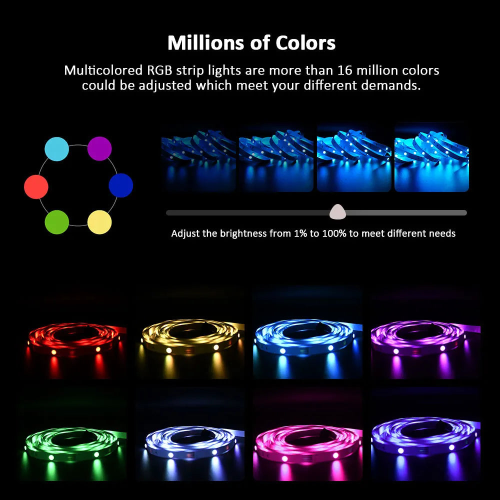 ColorRGB, Led Strip Ligting, 16 Million Colors with App Control