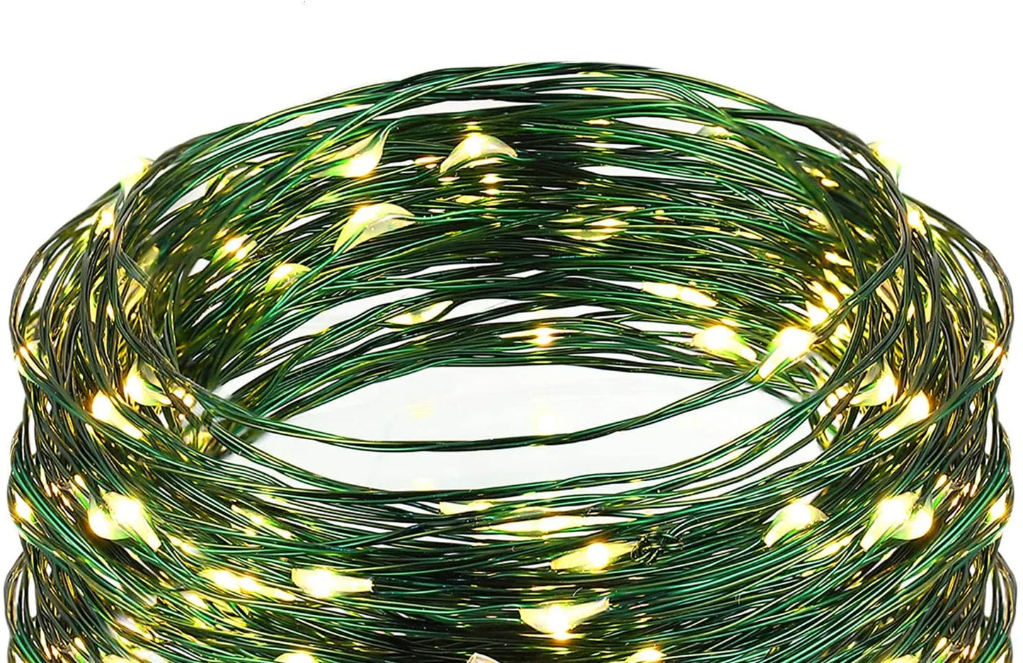 Guirlande lumineuse féerique à fil vert de 200 m, 8 modes