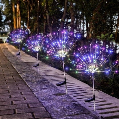1PC feu d'artifice solaire lampe extérieure herbe Globe pissenlit Flash chaîne fée lumières 90 /150/200 LED pour jardin pelouse vacances lumière