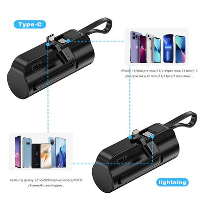 Batterie externe 5000mAh câble intégré Mini PowerBank batterie externe chargeur Portable pour iPhone Samsung Xiaomi banques d'alimentation de rechange
