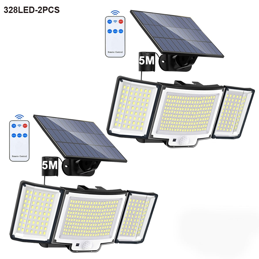 106/318 LED Solar Light Outdoor 328 LED Spotlights IP65 Waterproof Motion Sensor Human Solar Flood Security Lights 3 Modes