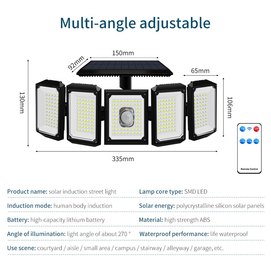 300 LEDs Solar Lights Outdoor Gar300 LEDs Solar Lights Outdoor GardMotion Sensor Wall Lamp Waterproof Powerful Solar Spotlight Adjustable