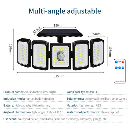 300 LEDs Solar Lights Outdoor Gar300 LEDs Solar Lights Outdoor GardMotion Sensor Wall Lamp Waterproof Powerful Solar Spotlight Adjustable
