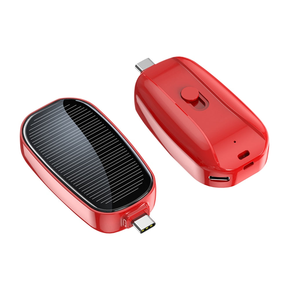 Chargeur de téléphone solaire Portable 1200mAh, batterie externe compacte, Mini porte-clés, petite banque d'alimentation pour téléphone TYPE-C, alimentation de secours émergente