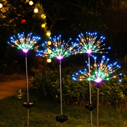 1PC Solar Fireworks Lamp Outdoor Grass Globe Dandelion Flash String Fairy lights 90 /150/200 LED For Garden Lawn Holiday Light