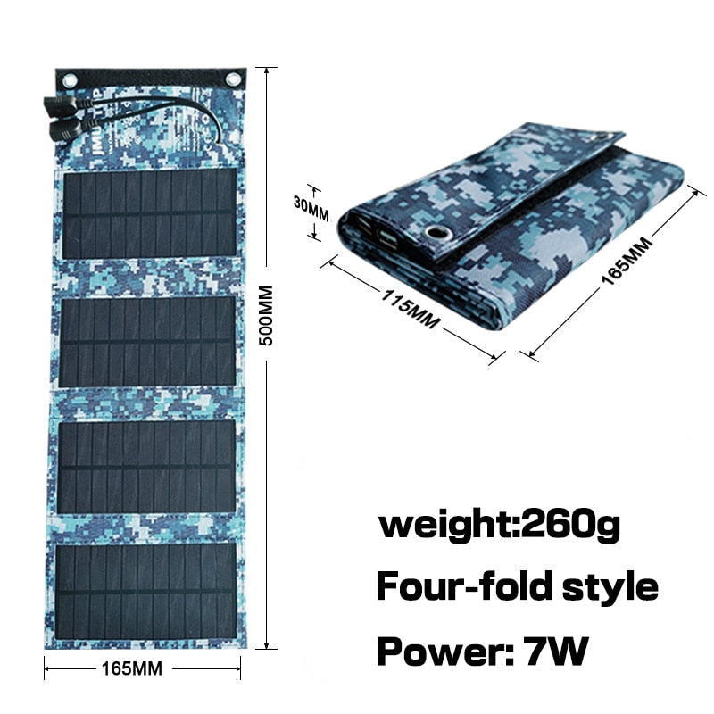 Гибкая солнечная панель 5 В 2 USB Портативная водонепроницаемая пластина для мобильного телефона Power Bank 10 Вт Зарядное устройство для туризма на открытом воздухе Рыбалка