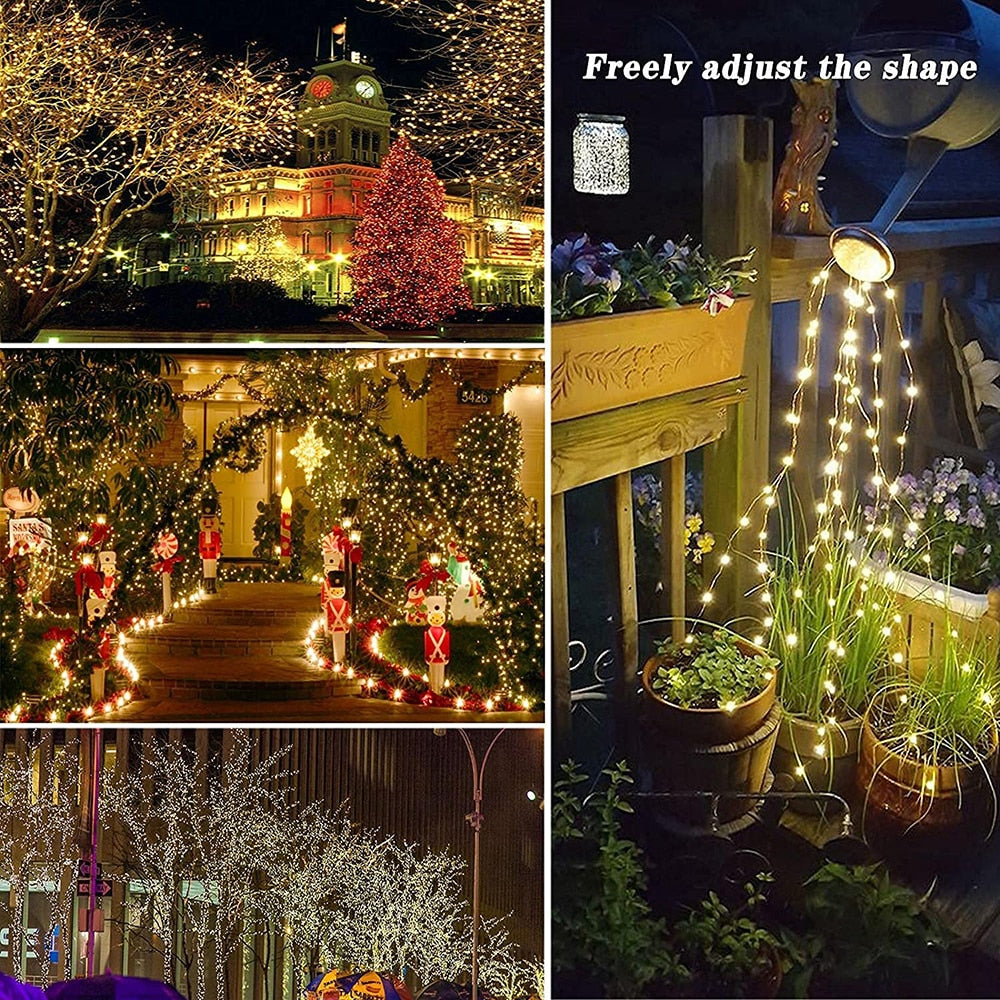 Guirlande lumineuse solaire d'extérieur, 300/200/100/50 LED, féerique, 8 modes, jardin, cour, arbre, fête de noël, lampe étanche en fil de cuivre