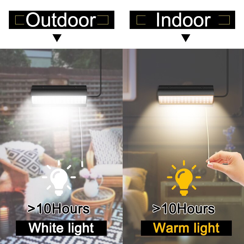Lampes solaires suspendues améliorées, lampe solaire d'intérieur et d'extérieur pour grange, chambre, balcon, poulet, avec interrupteur à tirette et ligne de 3m