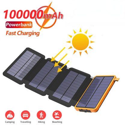Solar Charger Power Bank 10000mAh Portable Solar Phone Charger 4 Solar Panels External Battery Pack for Phones Outdoor Camping