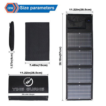 Upgraded 28W 21W 14W Portable Solar Panel Charger Double USB 5V 18V DC Camping Foldable Solar Panel For Phone Charge Power Bank