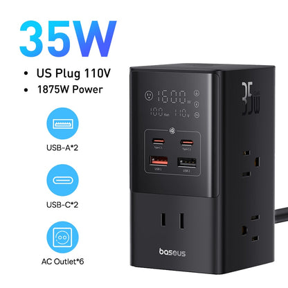 35W Fast Charging Digital Power Strip 7-in-1 Charging Station 4000W Rated Power Digital Display For iPhone 14  13 Pro Max