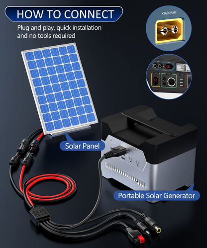 Разъем-удлинитель для солнечной панели 4-в-1, совместимый с разъемом Anderson, адаптер постоянного тока, вилка питания XT60, гнездо