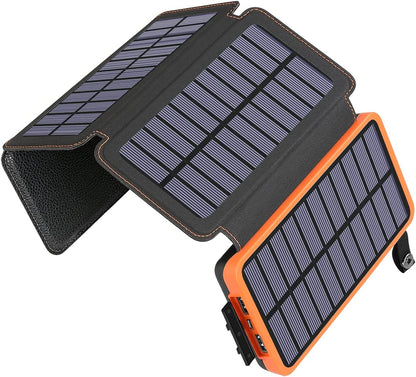 Chargeur solaire Power Bank 10000mAh, chargeur de téléphone Portable, 4 panneaux solaires, batterie externe pour téléphones de Camping en plein air