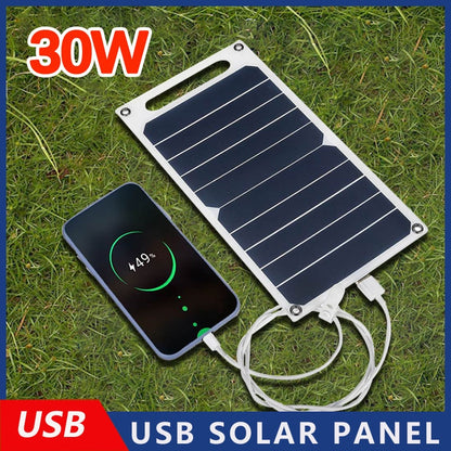 Солнечная панель 30 Вт с USB Водонепроницаемая портативная батарея для пеших прогулок и кемпинга для зарядки мобильного телефона Зарядная панель для мобильного телефона 6,8 В